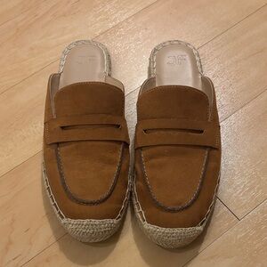 JustFab Tan Suede Mules